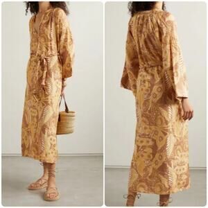 NWT. Mara Hoffman Brown and Tan Midi Dress